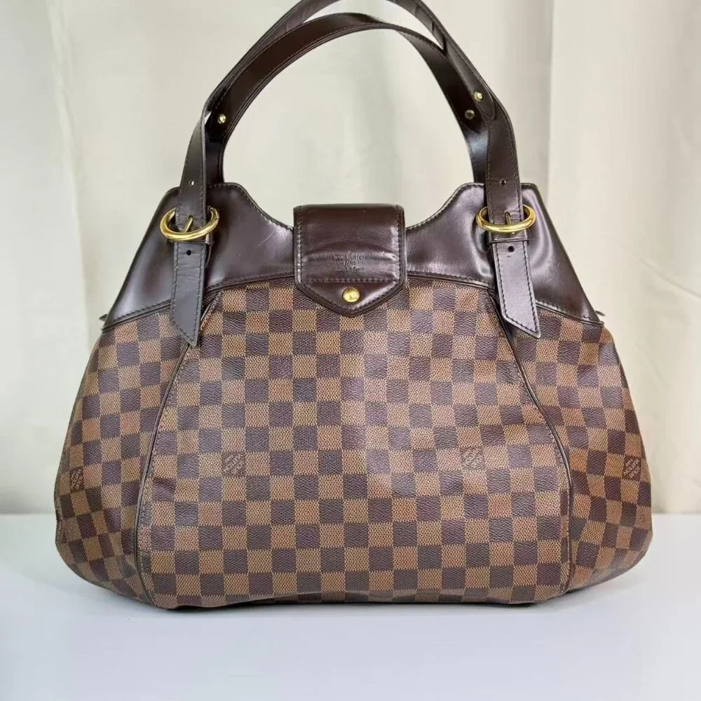 Louis Vuitton Damier Ebene Sistina GM Shoulder Bag Brown Checkerboard Pattern - Picture 4 of 10
